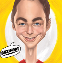 Karikatur, Jim Parsons, Sheldon Cooper, The Big Bang Theory, Bazinga, Dominic Lübbecke, Karikaturist, Magdeburg
